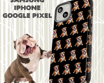 Black Bulldog Phone Case Iphone 15 14 13 12 11 X 8 Samsung S24 S23 S22 S21 S20 S10 Google Pixel 6 7 8 Gift for Bulldog Lover Bulldog Dad