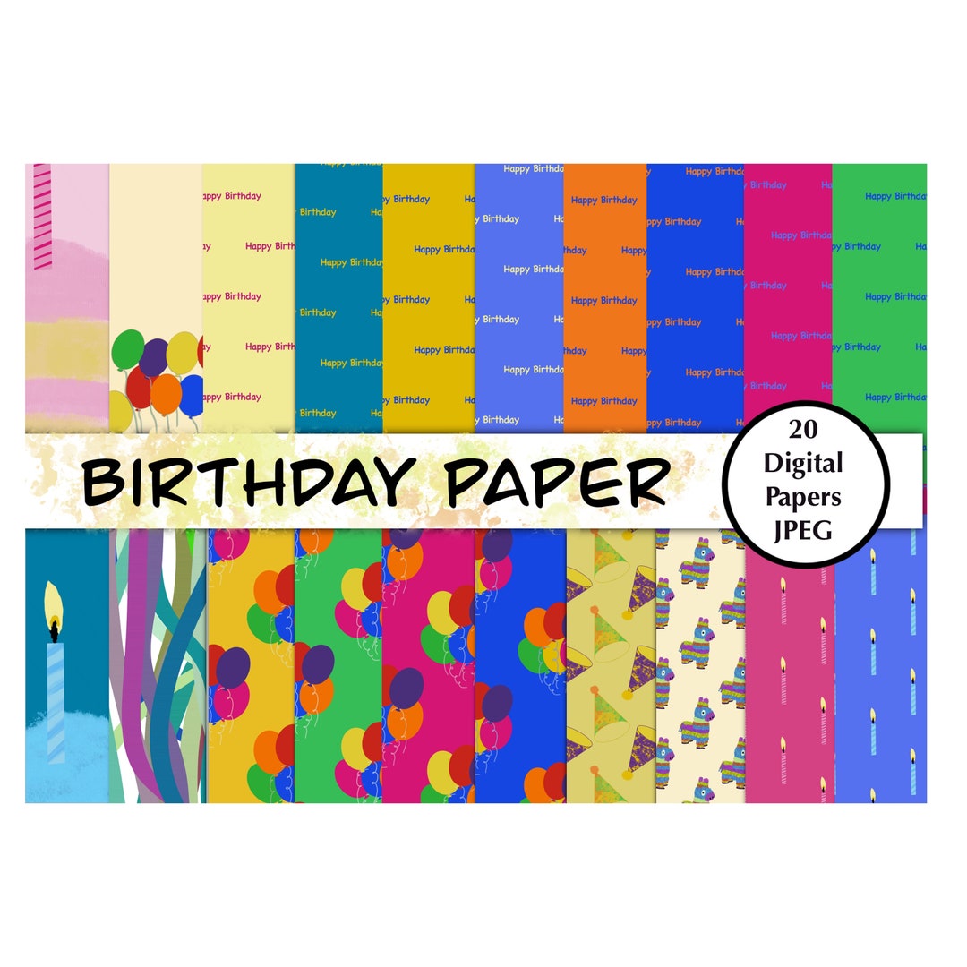 Digital Scrapbook Paper Birthday Paper Featuring Balloons Etsy