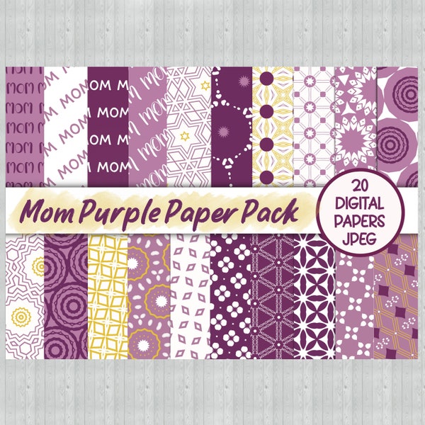 Purple Mom Digital Scrapbook Paper for Scrapbooker, Digital Paper Pack for Crafts Printable Quality Paper for Mom Layout or Mom Memory Book