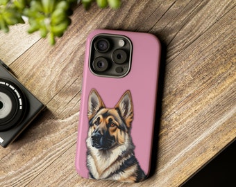 German Shepherd Pink Phone Case for Iphone 8 X 11 12 13 14 15, Samsung Galaxy S10 S21 S22 S23 S24, Google Pixel 6 7 8 for Dog Lover or Owner