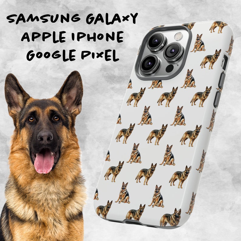 German Shepherd White Phone Case for Dog Lover for Samsung, Iphone, Google Pixel, Gift for German Shepherd Mom, Gift for German Shepherd Dad image 1