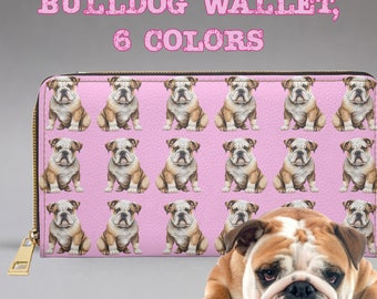 Bulldog Zipper Wallet Gift for Bulldog Lover, Bulldog Womens Wallet for Her, Dog Lover Gift for Mother's Day, Bulldog Mom Birthday Gift