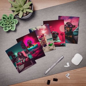 Juego de tarjetas de felicitación "Días de verano caninos" - Diseño múltiple (paquete de 5) Serie 2
