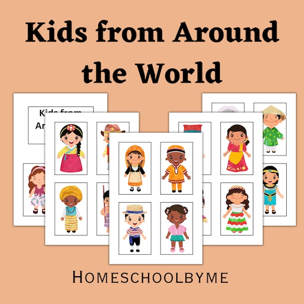 Kids From Around the World Printable | Cultural Dress | Multicultural Cards | Diversity | Digital Download