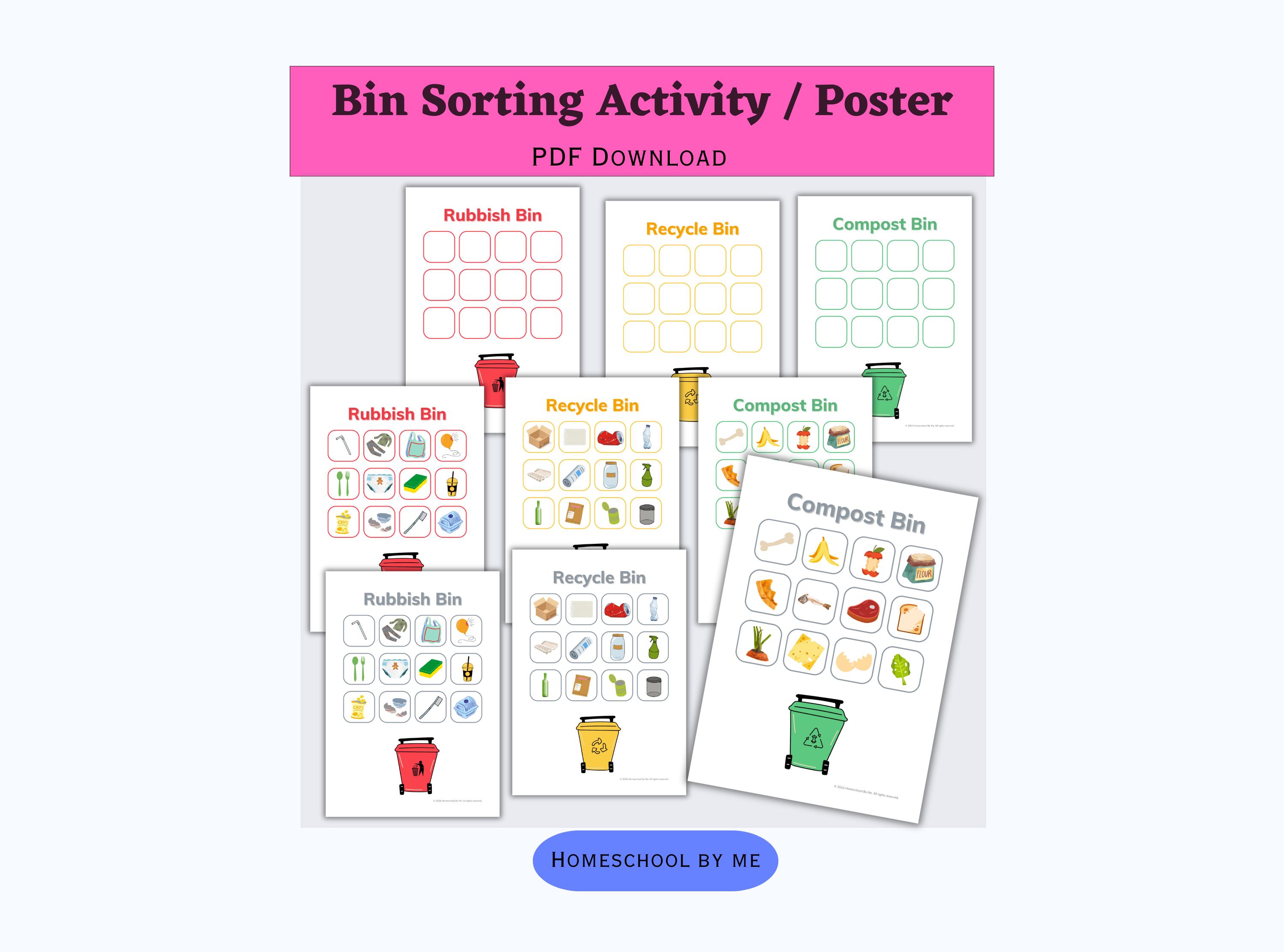 Bin Sorting Activity | Compost, Rubbish, Recycle | Garbage, Trash ...
