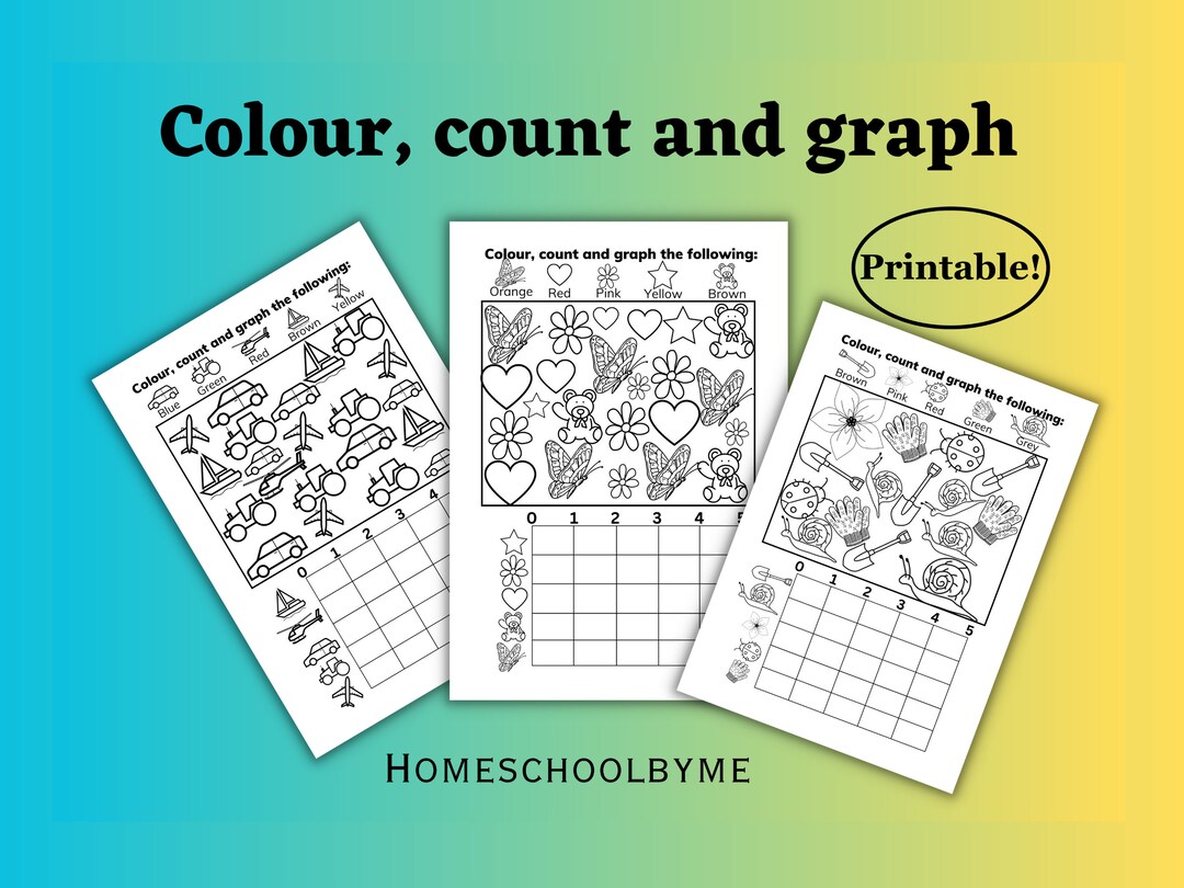 5 Colour, Count and Graph Pages for Learning and Practicing | Preschool ...