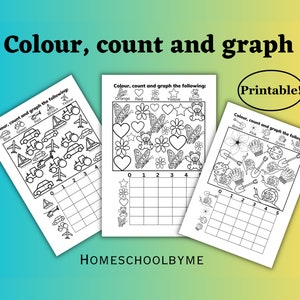 5 Colour, Count And Graph Pages For Learning And Practicing | Preschool | Printable | Maths