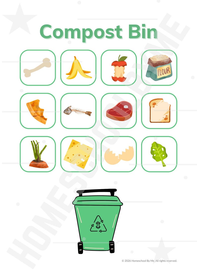 Bin Sorting Activity | Compost, Rubbish, Recycle | Garbage, Trash ...