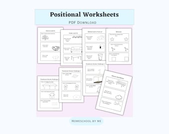Positional Worksheets for kids| Prepositions | Parts of Speech | Preschool and Homeschool Activity | Printable