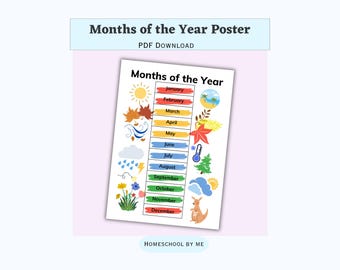 Months of The Year Poster | Wall Art | Decor | Educational Resource | Colourful | Printable