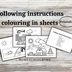 Follow Instructions Colouring in Sheets | Colours | Listening | Comprehension | 3 Sets