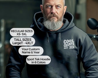 Custom Sport Tek Hoodie Big Tall Plus Size 3XLT 4XLT 5X Gift Cool Dad Club Est 2024 Uncle Grampa sweatshirt Daddy Personalized Wavy Retro