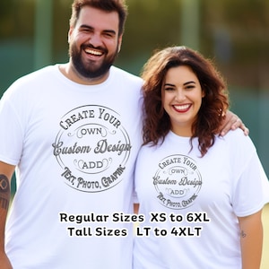 Custom Personalized T-shirt Text Photo Graphic Big and Tall man tall plus regular 2xlt 3xlt 4xlt 4X 5XL 6XL Bride Groom Couple Wedding Match