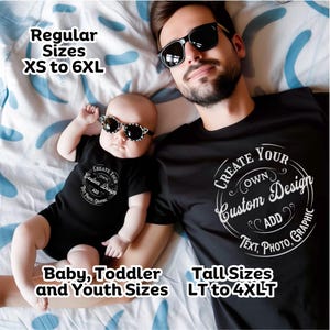 Custom Personalized Tshirt Big and Tall Men Plus 4XLT 5X 6XL Family Matching Group Toddler Youth Baby Bodysuit Father&#39;s Day Sentimental Gift
