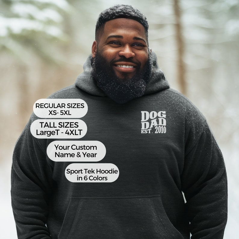 Custom Sport Tek Hoodie Big Tall Plus Size 3XLT 4XLT 5X Gift Cool Dad Club Est 2024 Uncle Grampa sweatshirt Daddy Personalized Wavy Retro image 10