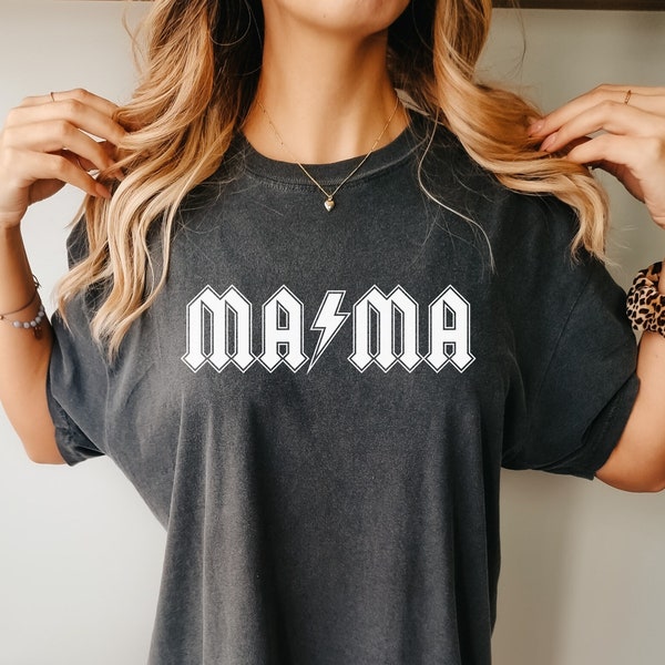Mama ACDC Font t shirt, oversized shirt, cool mom, mothers day gift, Retro Mom Shirt, comfort colors, women tee, mama life shirt, band tee