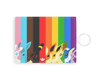 Porte-cartes en cuir saffiano Rainbow Pride Eevee Eeveelutions