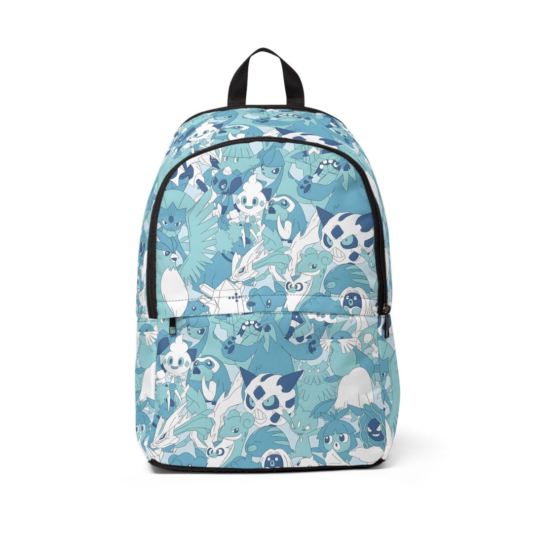 Pokemon Backpack Pattern Ice-type Pokémon Pattern Backpack Cool Blue Kids' School Bag Anime ...