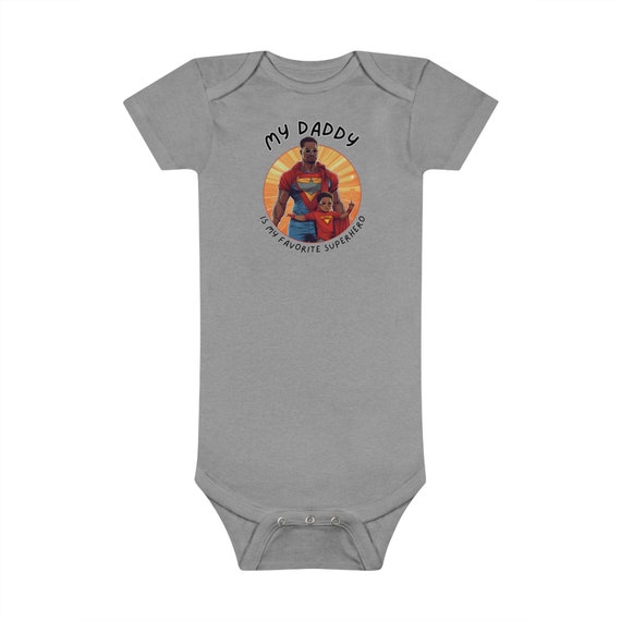 My Daddy Is My Favorite Superhero Onesie® Organic Baby Bodysuit Fathers Day Gift 1st Fathers Day Gift Infant Newborn Comic Dad Gift