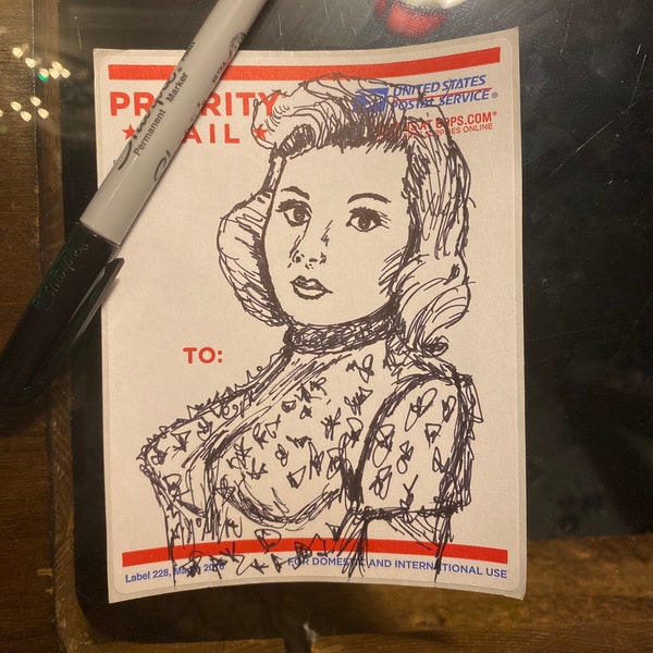 Old Hollywood Pin Up Sketch on Sticker