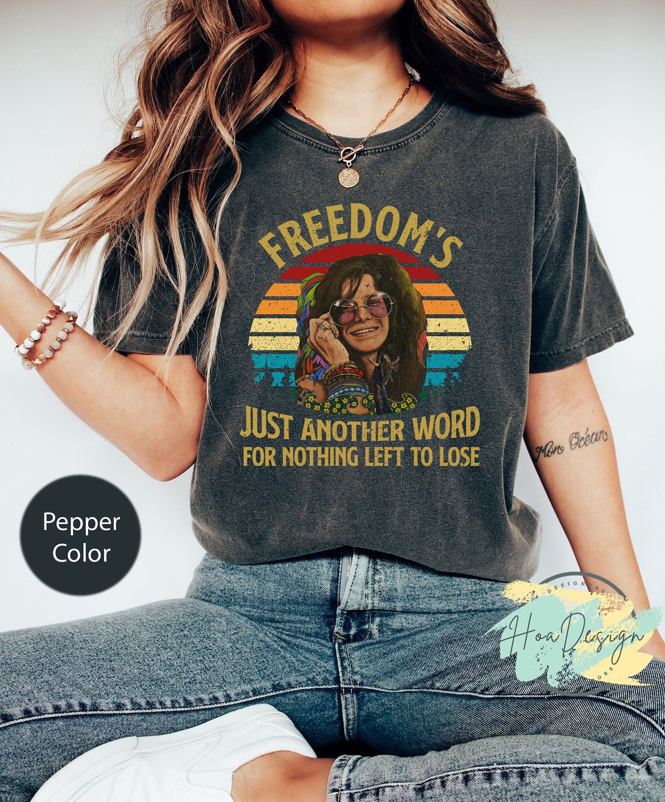 Janis Joplin Concert Poster Women's Vintage Fashion T-Shirt by Sandrine Rose