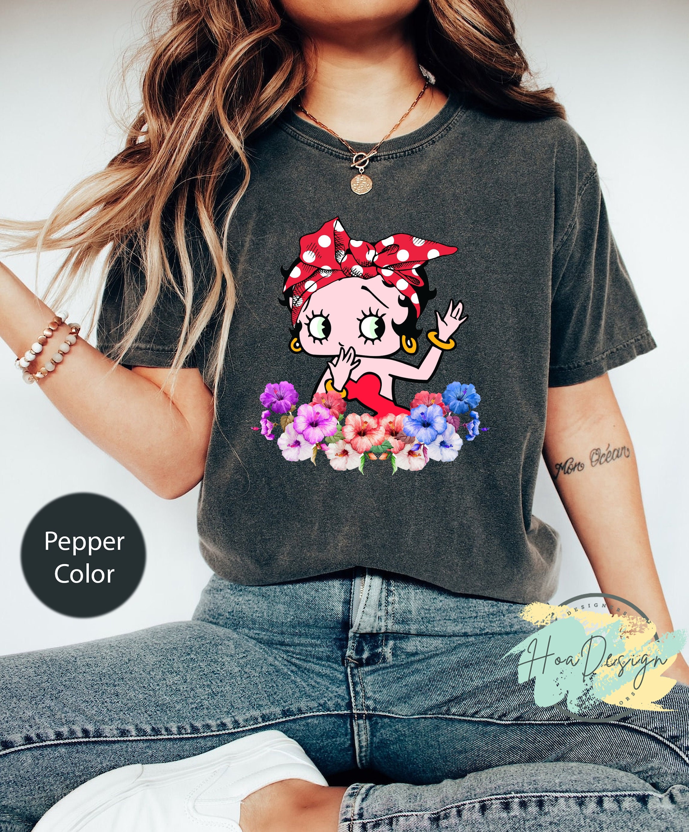 Betty Boop Flower Comfort Colors T-Shirt, Betty Boop Shirt