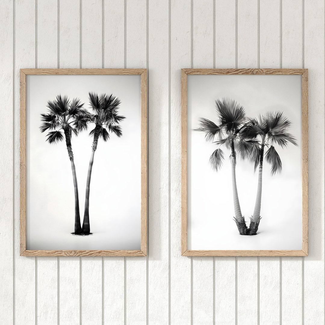 Minimalist Palm Trees, Black and White Abstract Wall Art Print, Trendy ...