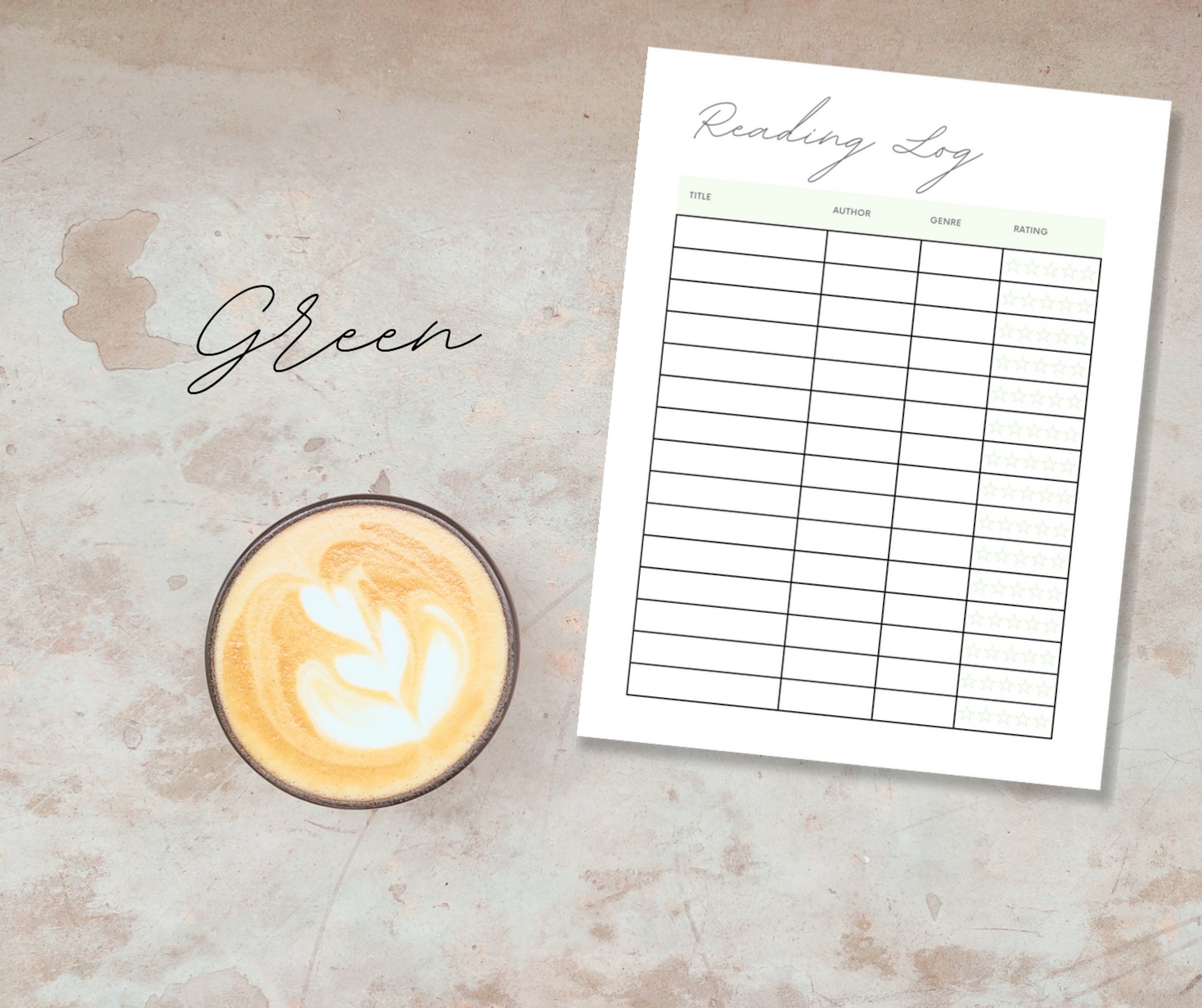 Reading Log Template, Printable Reading Log Template, Downloadable