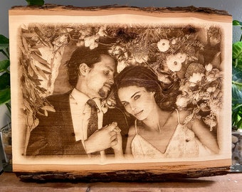 Custom Laser Engraved Photo on Wood Slice (Oval and Rectangle)