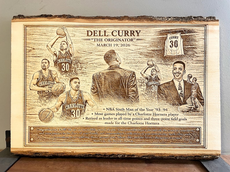 Custom Laser Engraved Photo on Wood Slice, Personalized Plaque