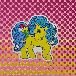 Custom Bubbles MLP G1 smashed glitter vinyl sticker - Earth Pony MLP - Vintage MLP