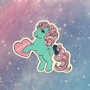 My Little Pony G1 benutzerdefinierte Glänzende Vinyl-Aufkleber - Valentine - Love Letter - Aufzucht Pony