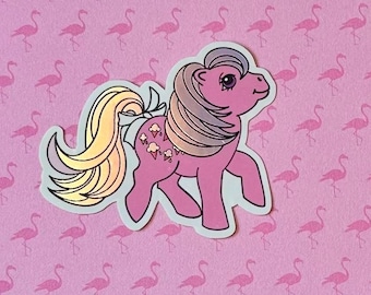 Custom My Little Pony G1 Holographic vinyl sticker, Lickety Split, waterproof decal, pink