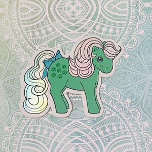 Custom Minty MLP G1 holographic vinyl sticker - Earth Pony MLP - Vintage MLP
