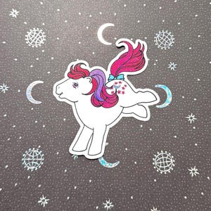 Custom My Little Pony G1 glitter vinyl stickers, Waterproof decal, Moondancer, unicorn