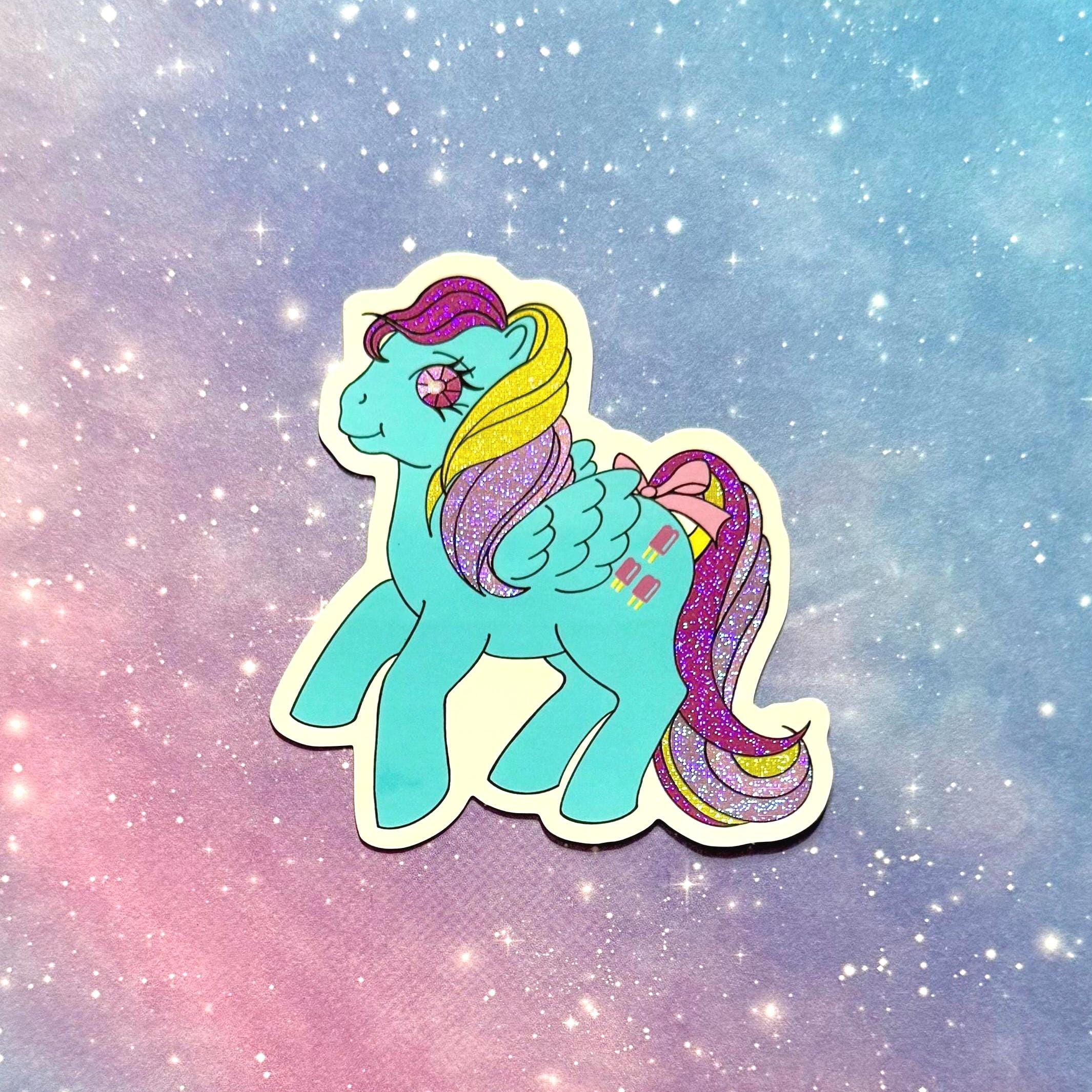 Custom Blue and Pink My Little Pony G1 Glitter Vinyl Sticker ...