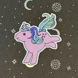Custom Twilight MLP G1 smashed glitter vinyl sticker - Unicorn MLP - Vintage MLP