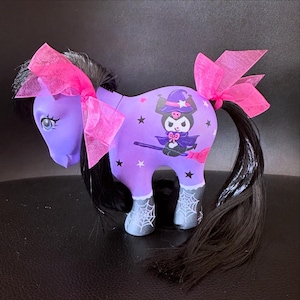 Bruja Kuromi de My Little Pony y fantasma Chococat personalizados de Halloween con aerógrafo morado