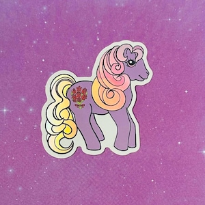 Custom Love Story MLP G1 holographic vinyl sticker - Romance Pony MLP - Vintage MLP