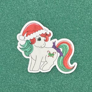 Custom Felicidades MLP G1 holographic vinyl sticker - Christmas MLP - Vintage MLP - Nirvana Pony