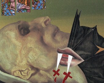 VAMPIRE - Original Handmade Collage Art 4x4in