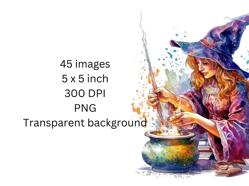 Watercolor Witch Clipart PNG Gothic Witchcraft Clip Art PNG - Etsy