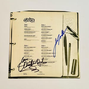 Olivia Newton-John & John Travolta Authentic Signed LP Inner With Certificate