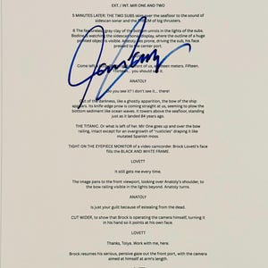 James Cameron Authentic Signed Script Sheet With Certificate