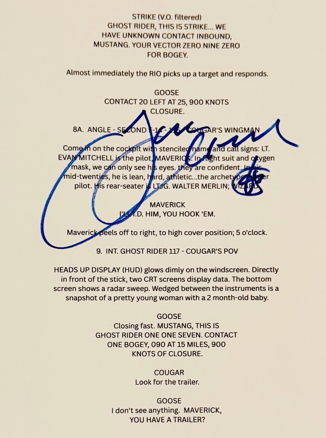Tom Cruise Authentic Signed Script Sheet With Certificate - Etsy