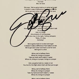 Jon Bon Jovi Authentieke gesigneerde muziektekst met certificaat