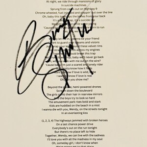 Bruce Springsteen Authentic Signed Music Lyric With Certificate