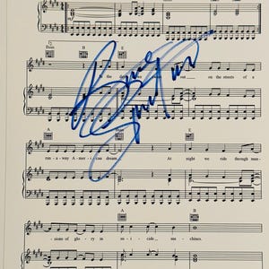Bruce Springsteen Authentic Signed Music Sheet With Certificate