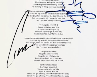 Letra de canción firmada por Noel y Liam Gallagher + Certificado de Autenticidad (COA)