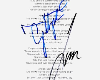 Letra de canción firmada auténtica por Noel y Liam Gallagher + Certificado de autenticidad (COA)